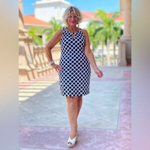 LULU B Tinsley Keyhole Dress Knot Print Black White Size M UPF 50